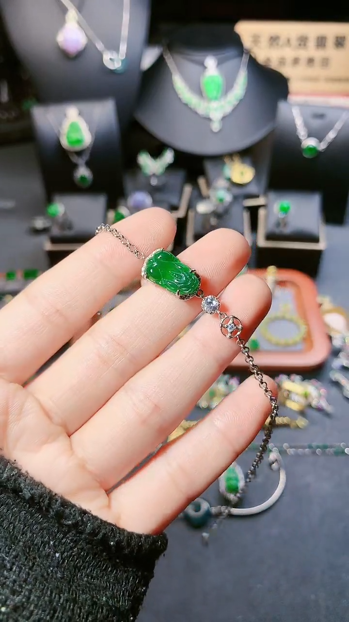 【闪购商品】翡翠手链银S925镶嵌手链
