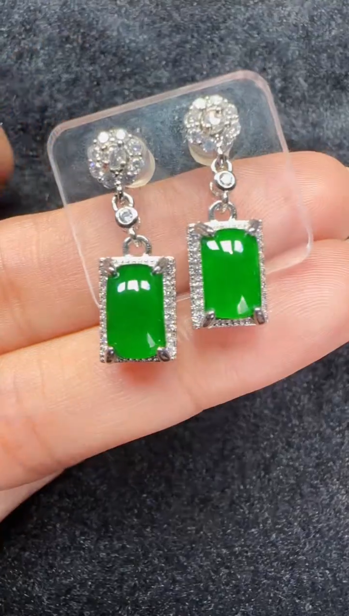 未镶嵌定制翡翠翡翠耳环37