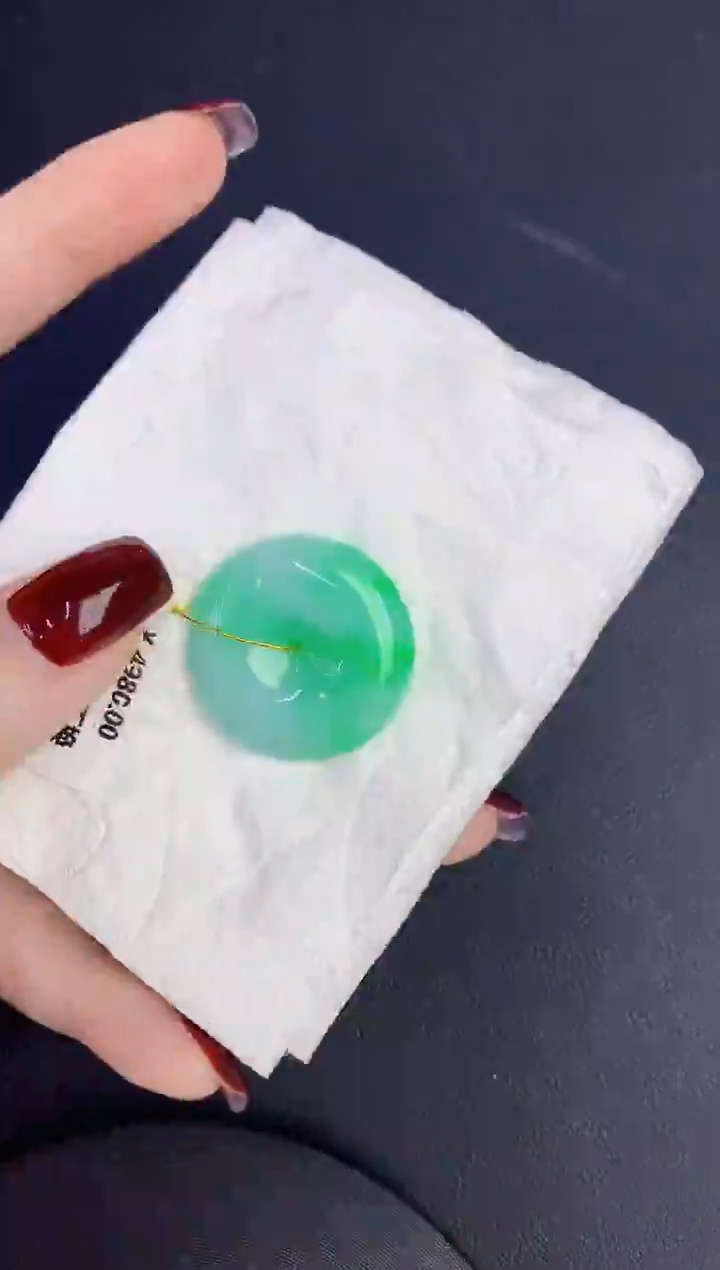 颈饰18K金镶嵌翡翠缅甸天然翡翠a货