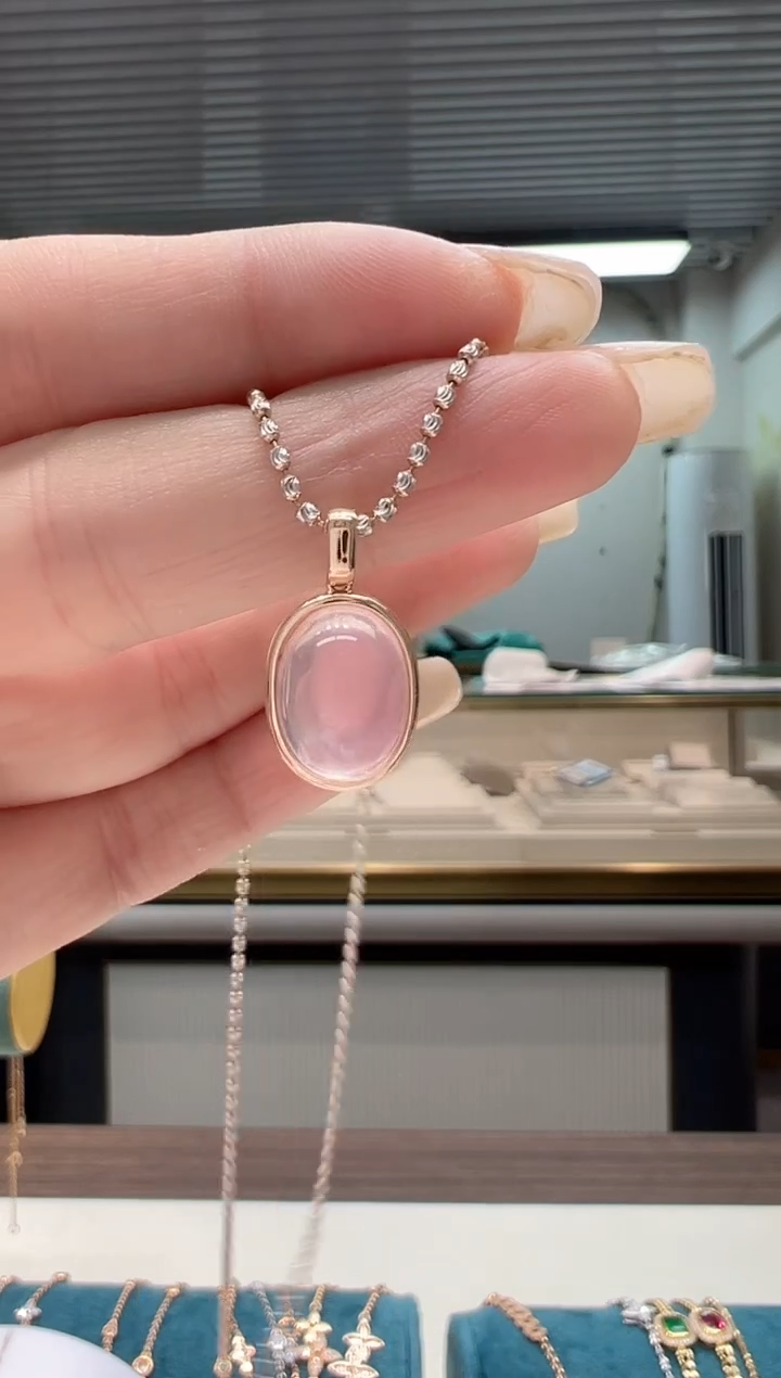 【闪购商品】芙蓉石吊坠(不含链)18K金镶嵌芙蓉石吊坠K红