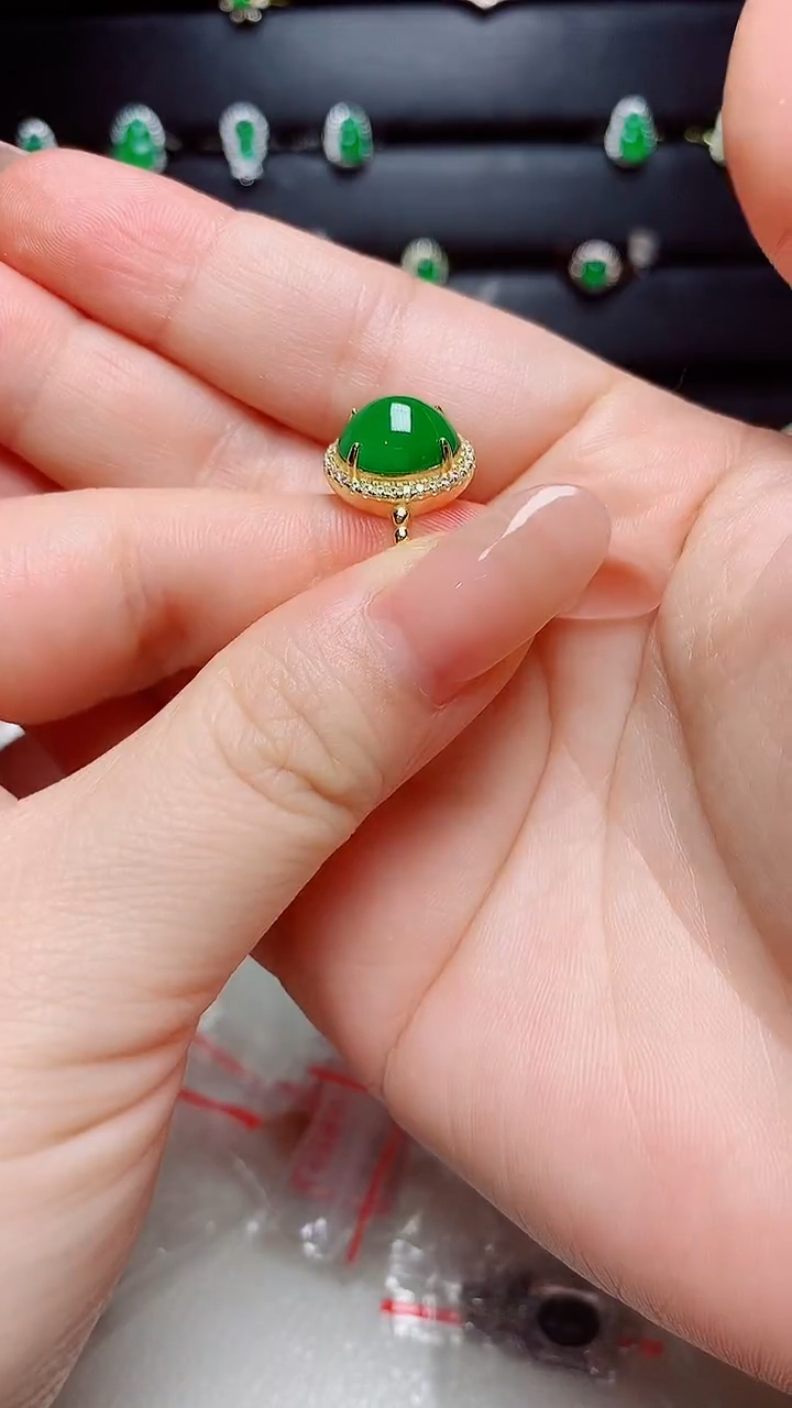 翡翠戒指银S925镶嵌天然翡翠s925银镶嵌