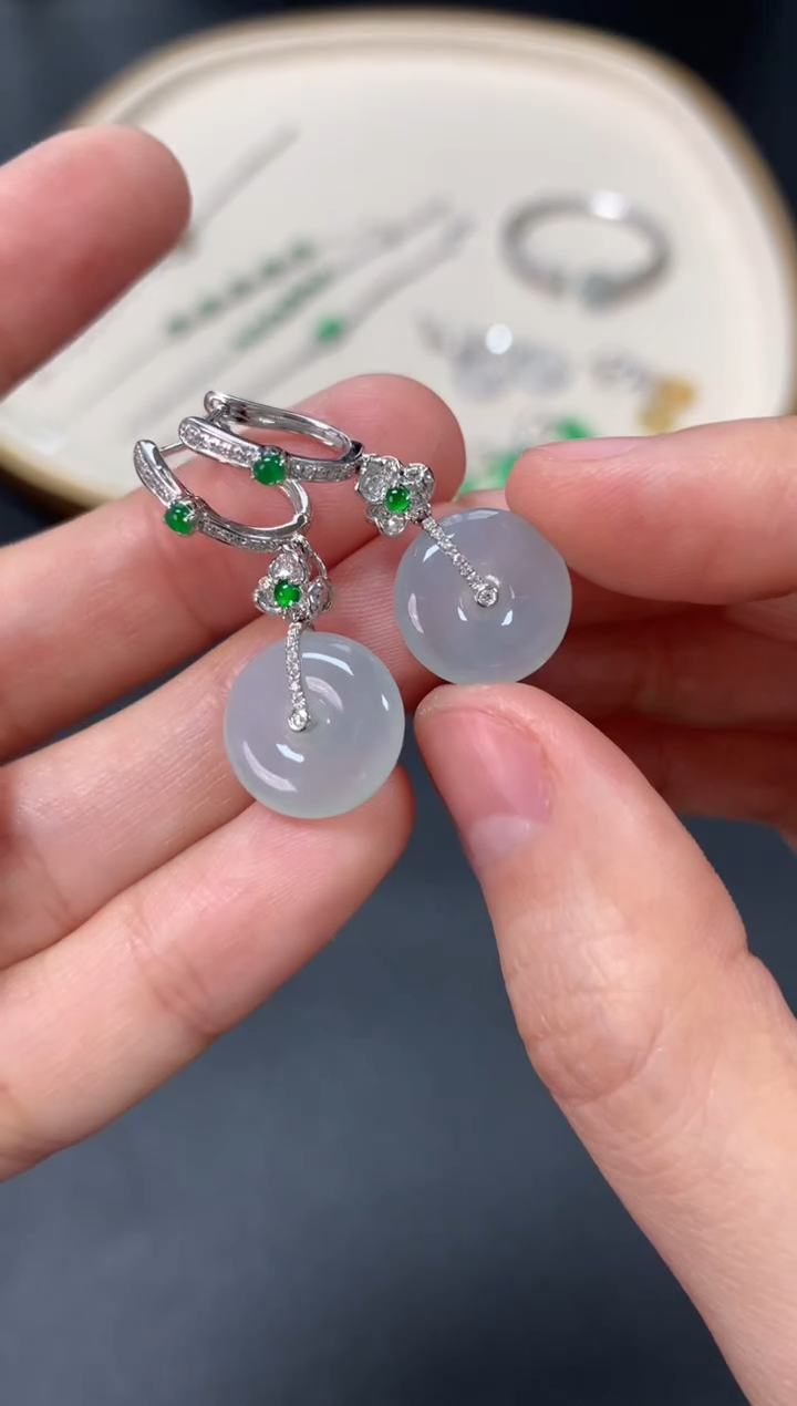 【闪购商品】翡翠耳饰18K金镶嵌耳饰4800