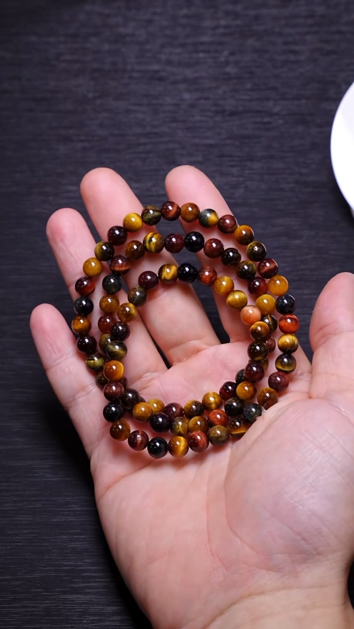 【闪购商品】木变石（虎睛石）多圈未镶嵌Q069彩虎眼多圈6mm