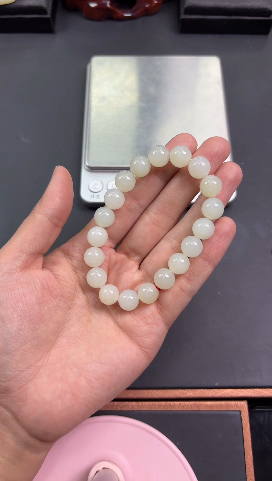 【闪购商品】和田玉手串未镶嵌且末金山微色差卡10白