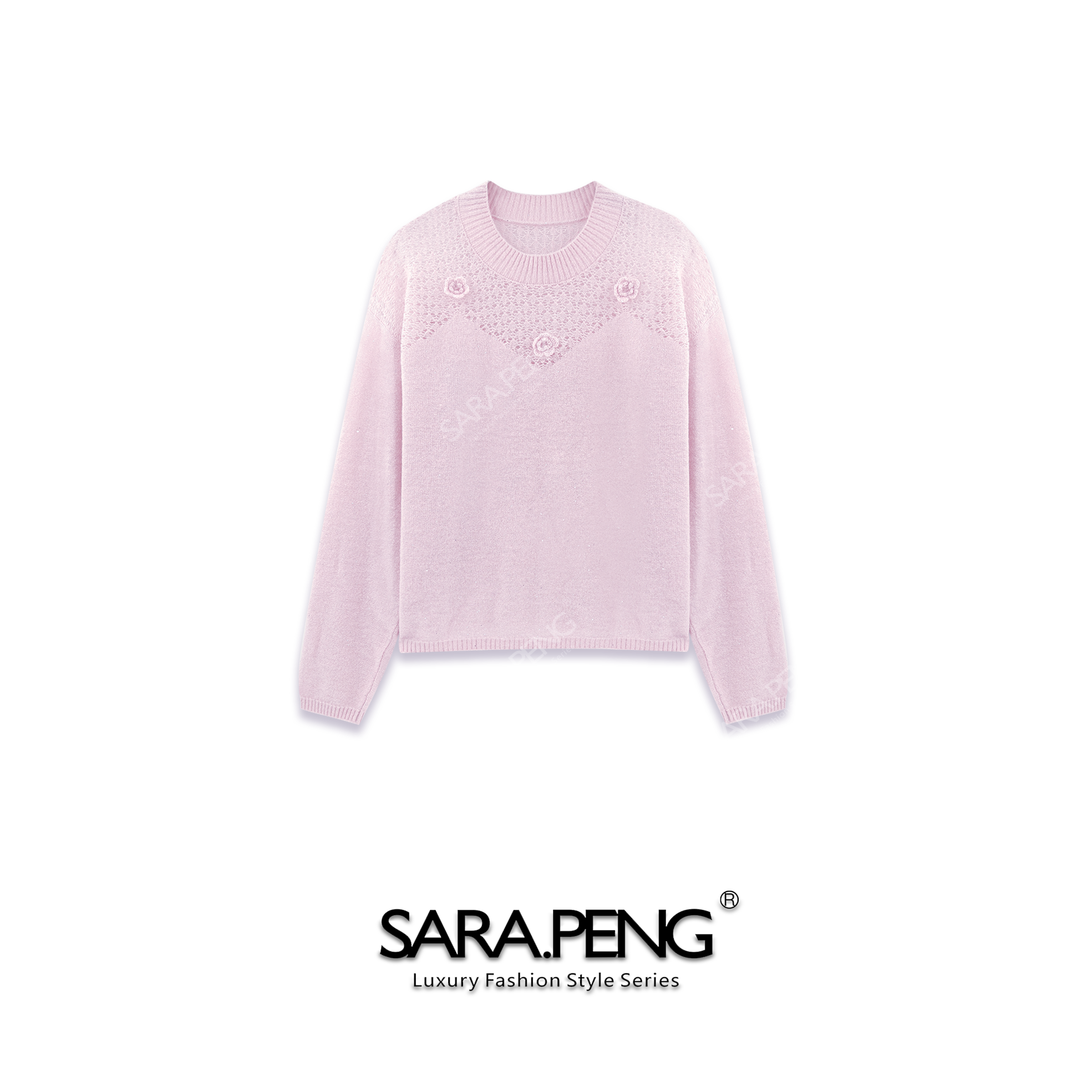 SARA.P提花镂空｜羊绒羊毛手工钩花镂空亮片洋气针织毛衣｜3D168715