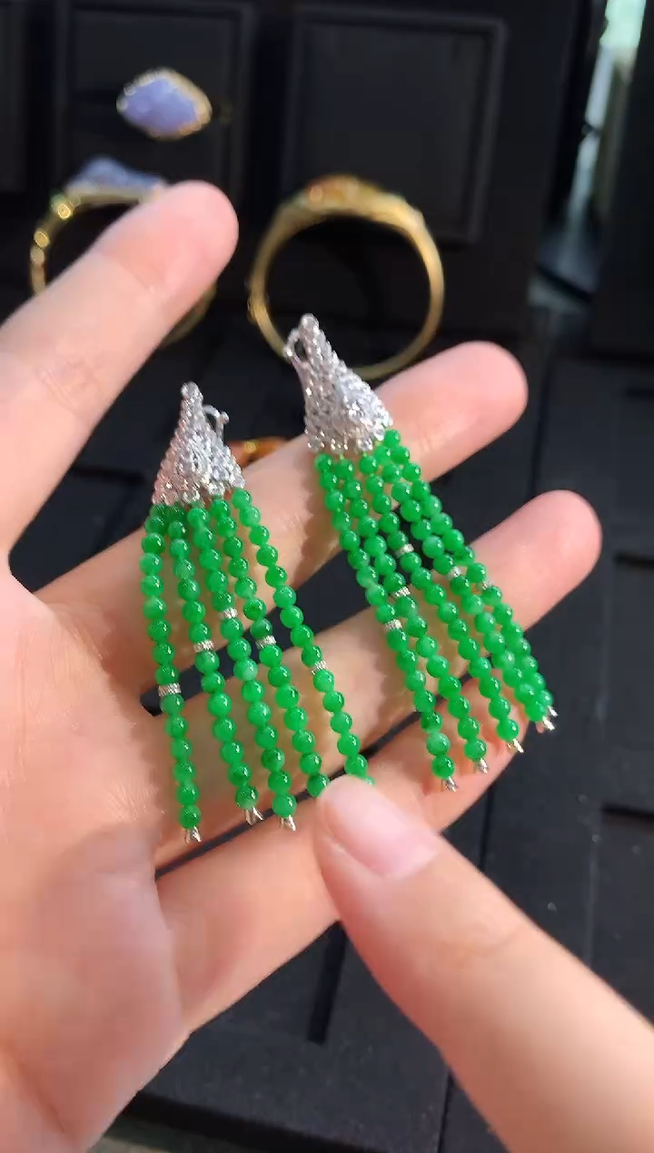 【闪购商品】翡翠耳饰18K金镶嵌耳饰