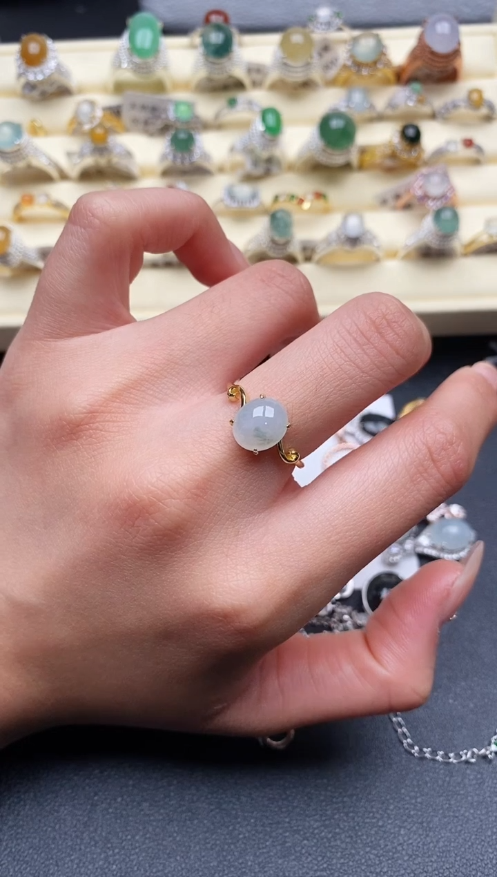 【闪购商品】翡翠戒指银S925镶嵌888888+5