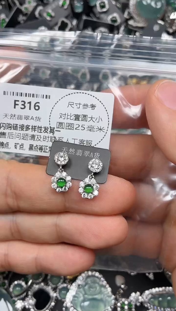 颈饰未镶嵌翡翠F316耳钉