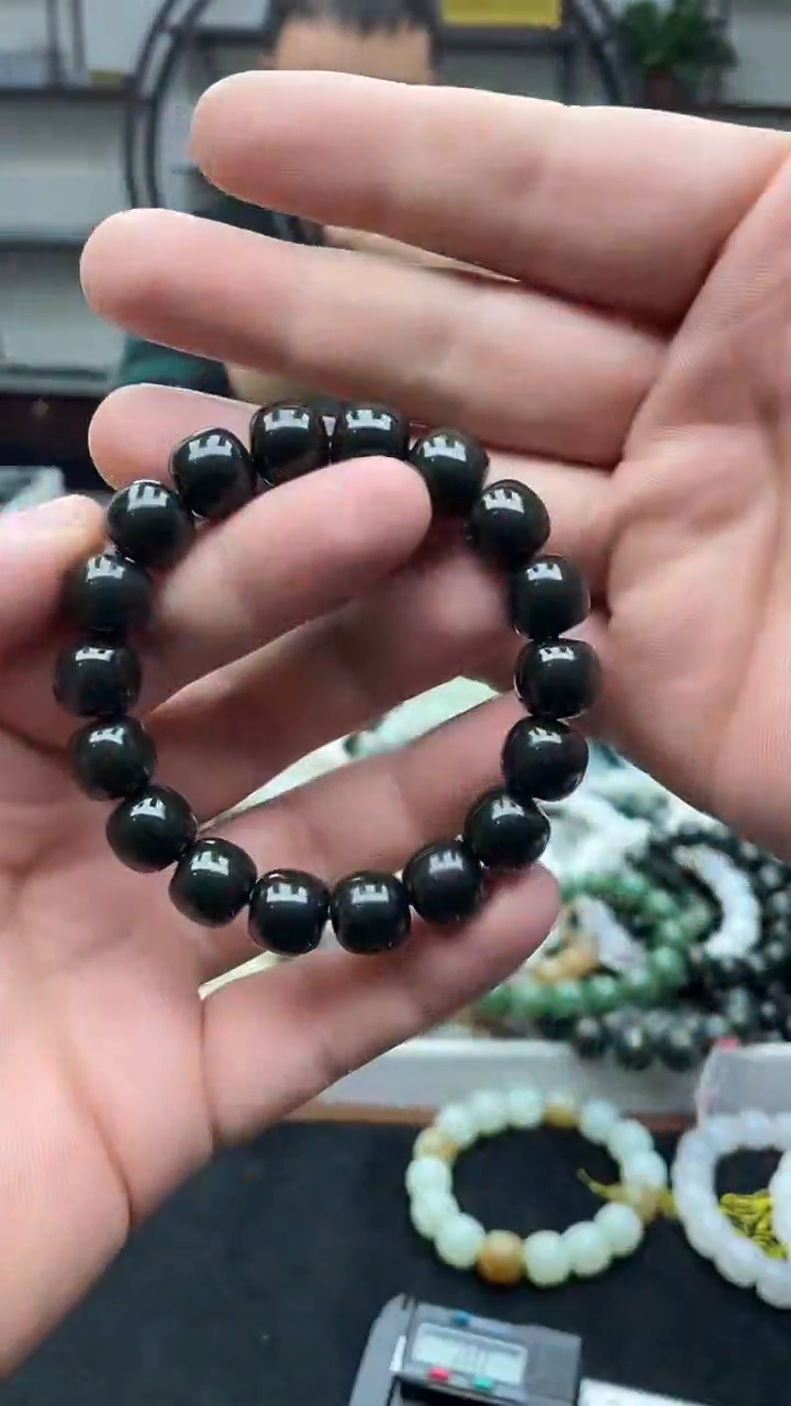 未镶嵌手串和田玉新疆塔县黑青12