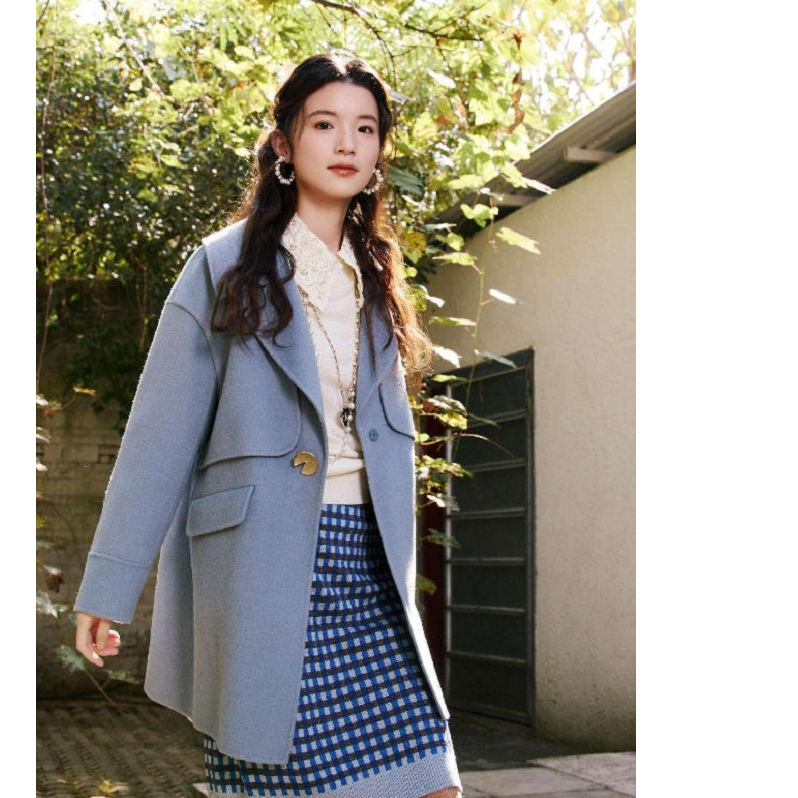 【小熊严选】她翼中长款女长款老钱风毛呢外套呢子翻领ET9244233690