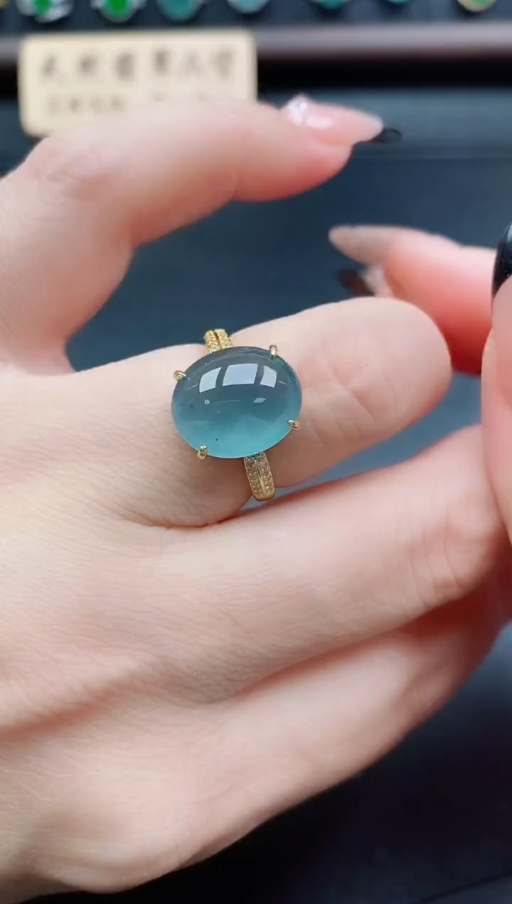 银S925镶嵌戒指翡翠1