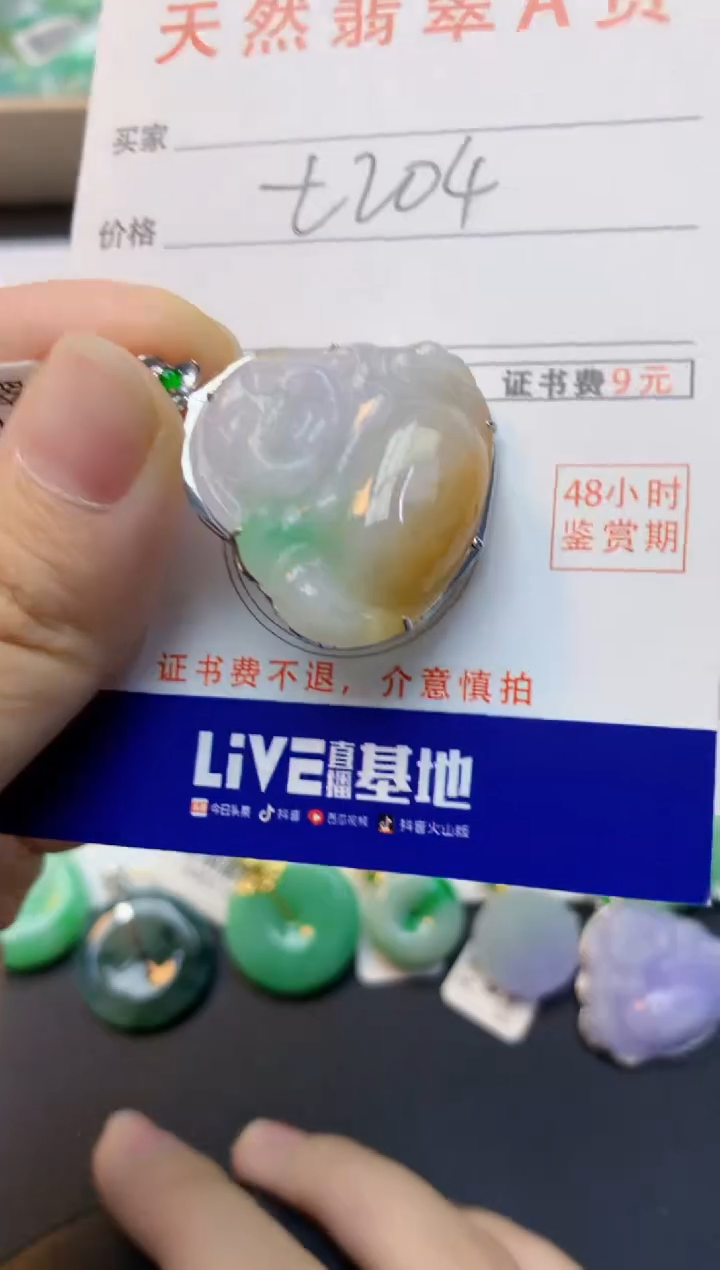 颈饰18K金镶嵌翡翠天然缅甸A货翡翠百元以上9元证书费自理