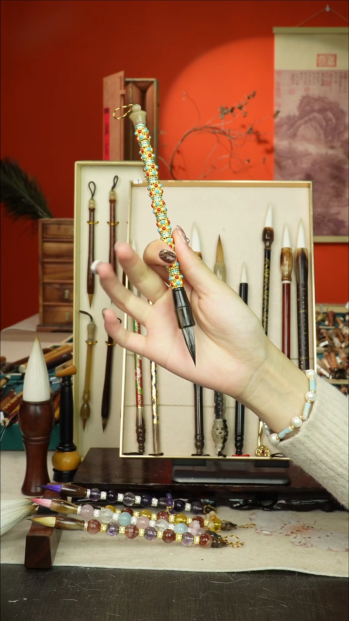 120号闪孤品高货毛笔链接 清水试笔 蘸墨不退