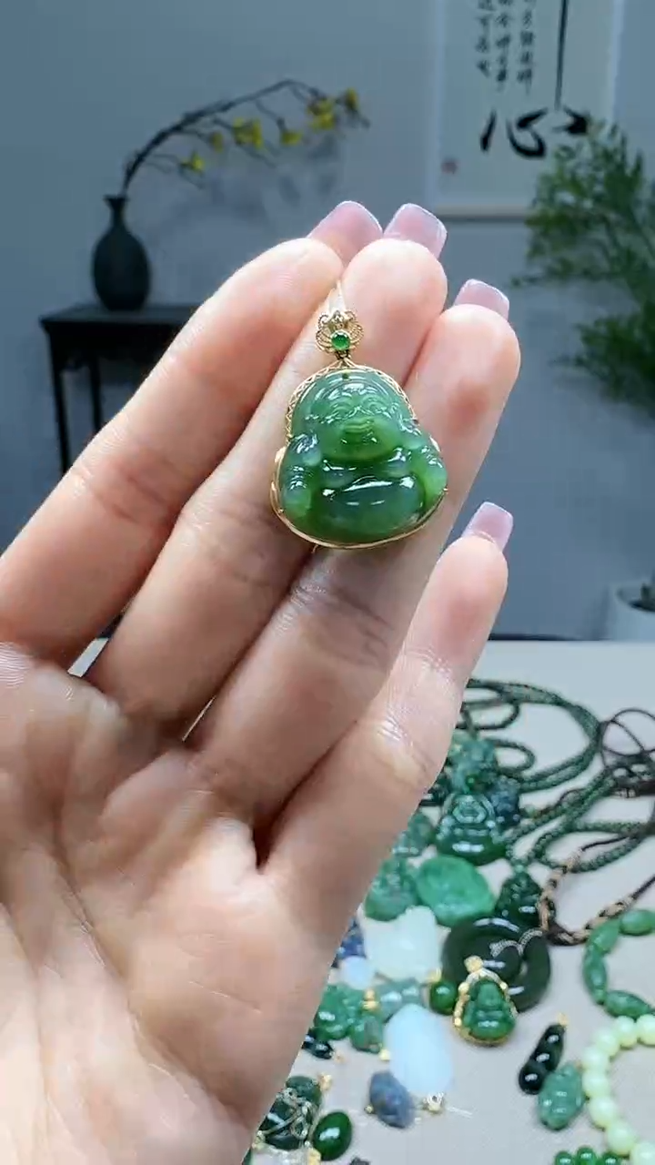 吊坠(不含链)18K金镶嵌和田玉1