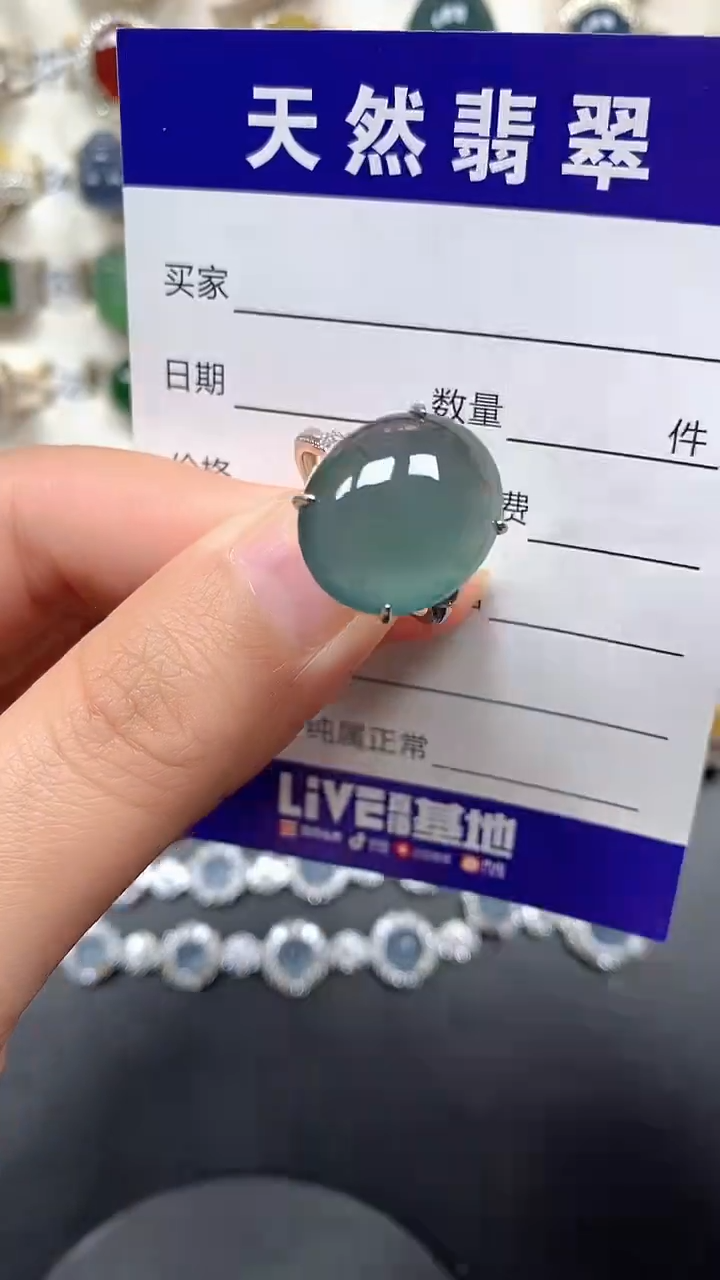 银S925镶嵌戒指翡翠100