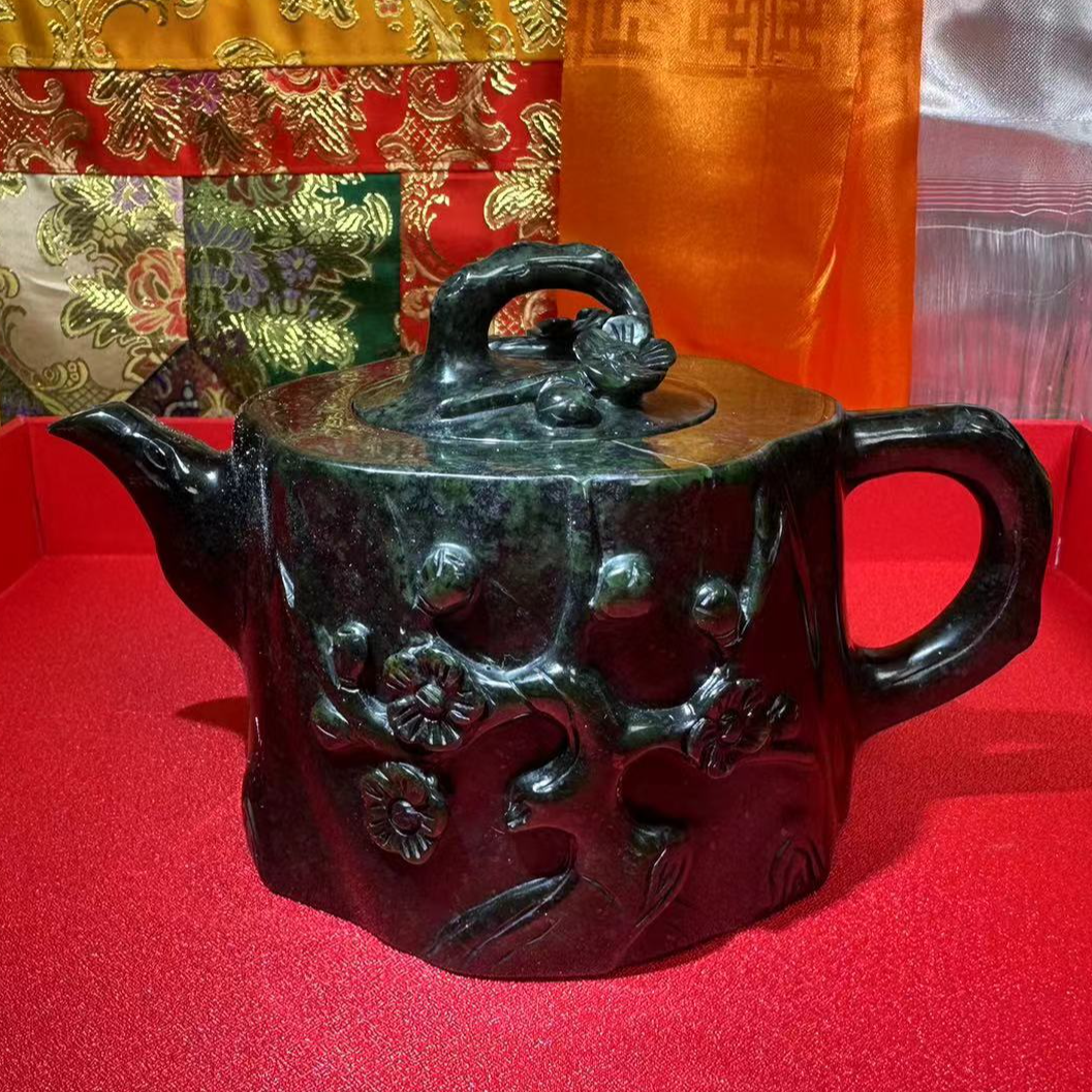 【藏玉梅花桩壶】西藏藏玉茶壶【花纹颜色以直播间为准】