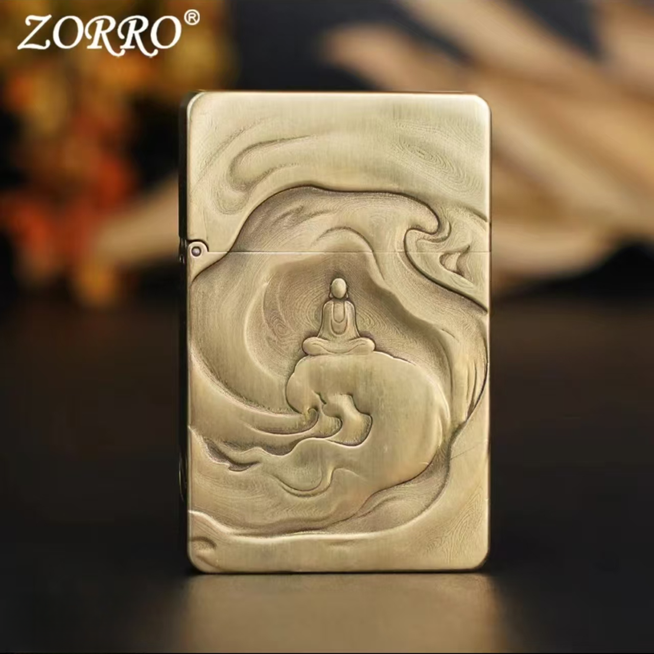  无相佛手  防风煤油打火机浮雕金色无相佛手手工雕刻