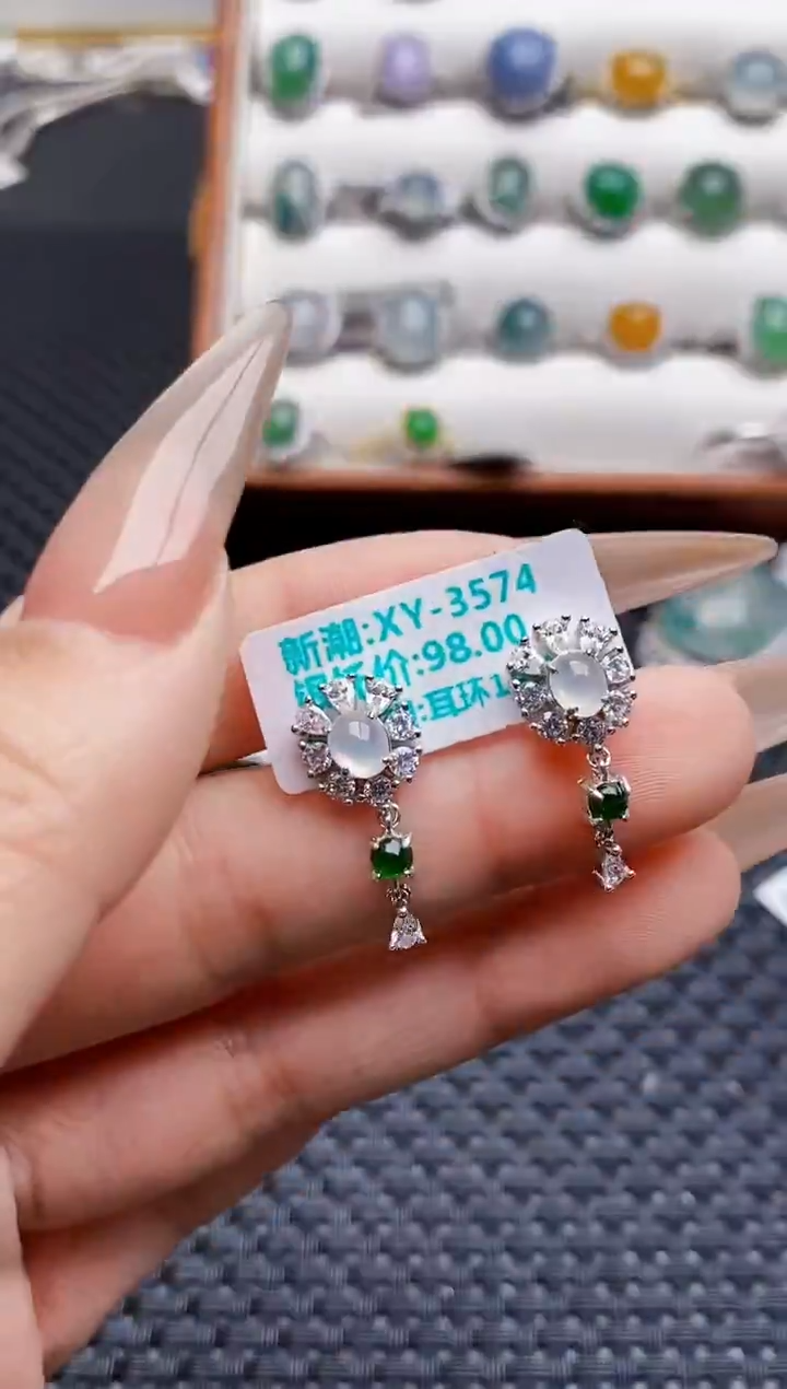 银S925镶嵌戒指翡翠2096