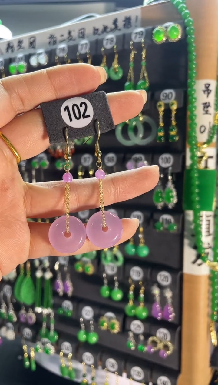 【闪购商品】翡翠耳饰银S925镶嵌102..