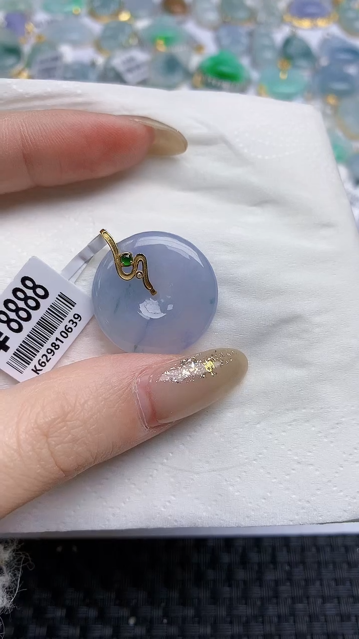 【闪购商品】翡翠颈饰18K金镶嵌天然A货翡翠 58