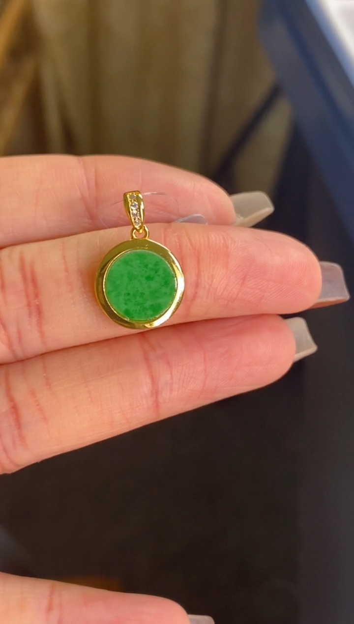 颈饰银S925镶嵌翡翠净货16695