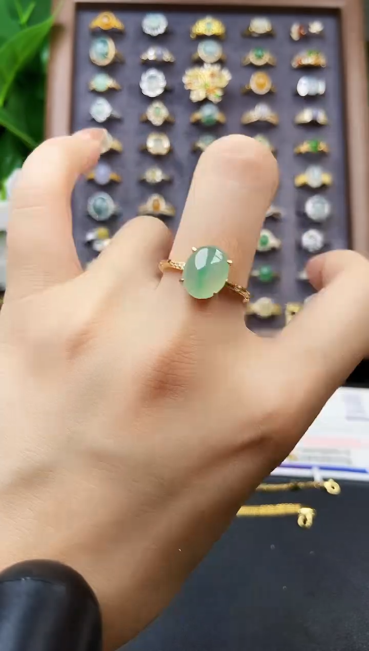 银S925镶嵌戒指翡翠12