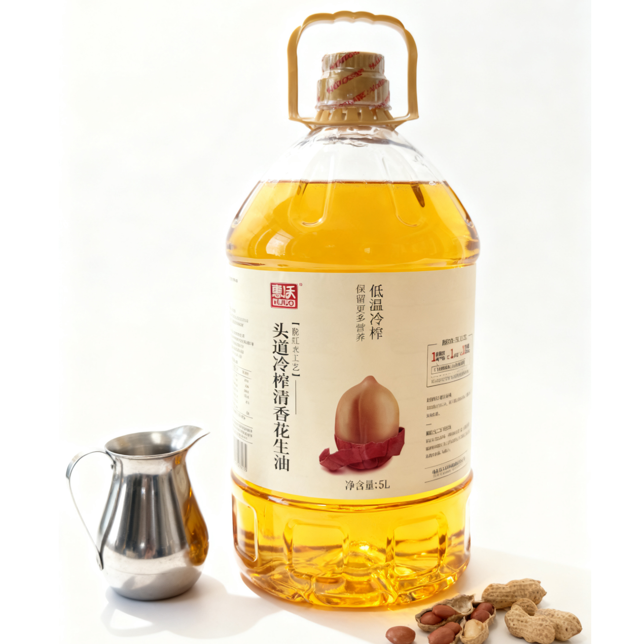 惠沃出口级品质头道花生油物理压榨脱皮低温小榨浓香桶装花生油