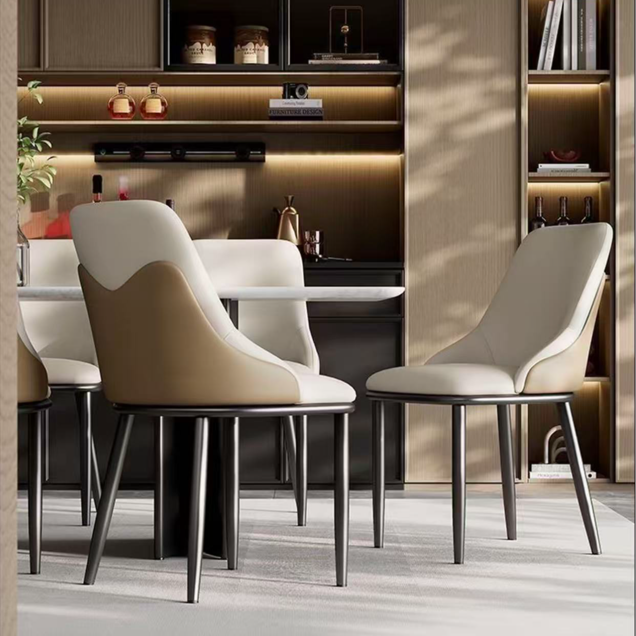 现代简约意式餐椅北欧餐桌椅高级洽淡椅书桌椅轻奢