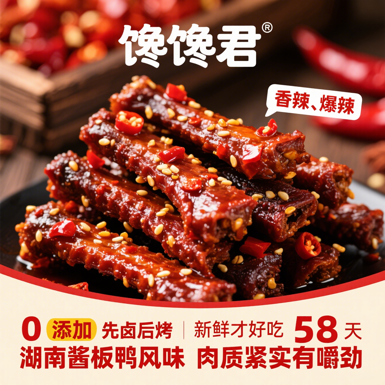 馋馋君香辣炭烤酱板鸭翅中爆辣追剧小零食麻辣网红卤味熟食小吃
