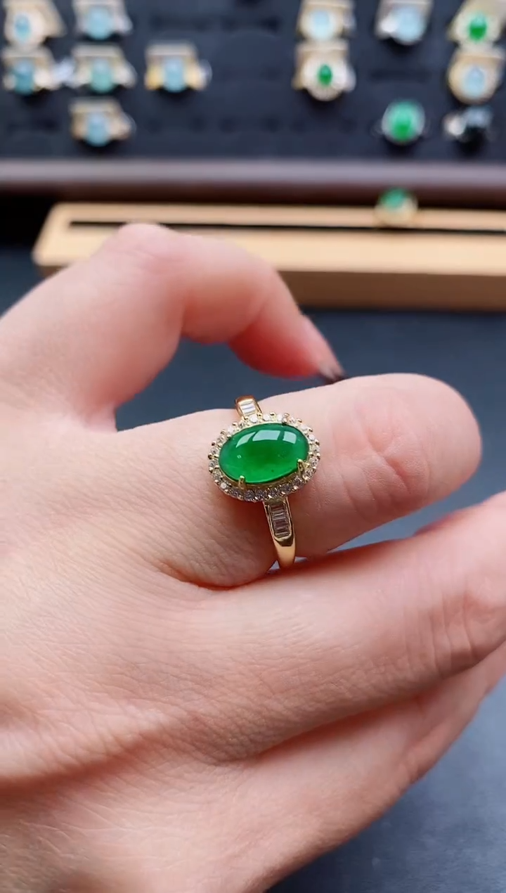 银S925镶嵌戒指翡翠1