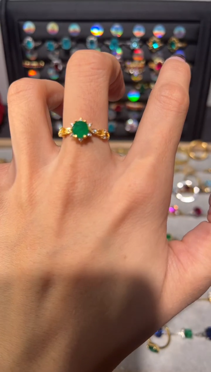 【闪购商品】祖母绿戒指银S925镶嵌0000