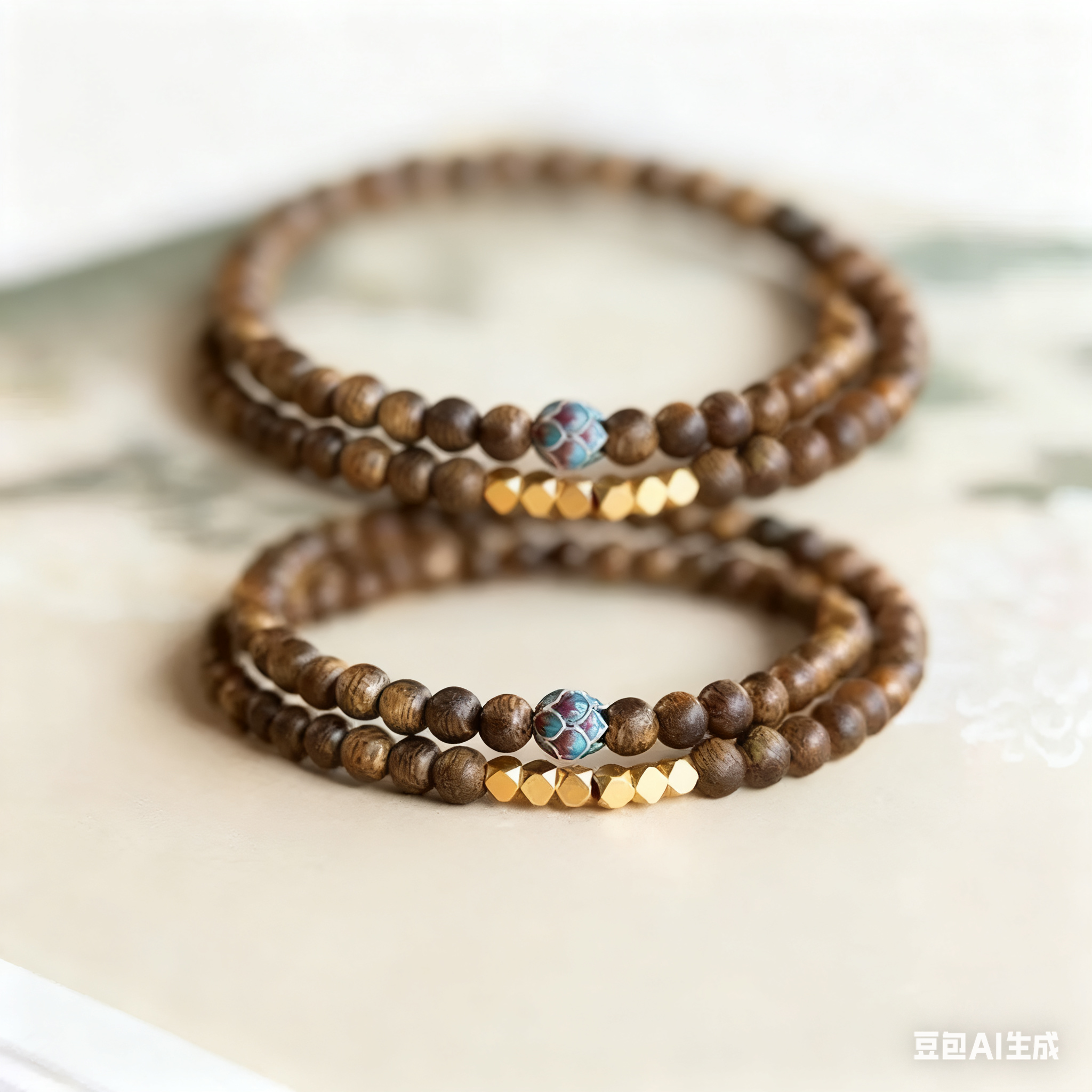 增香沉香木游珠小串-@684精致双圈(带礼盒，带锁香罐)