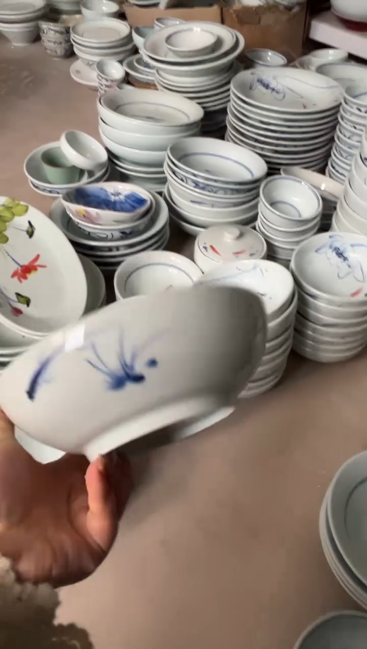 明舟大暇手绘画鱼7寸木子碗（单只装）