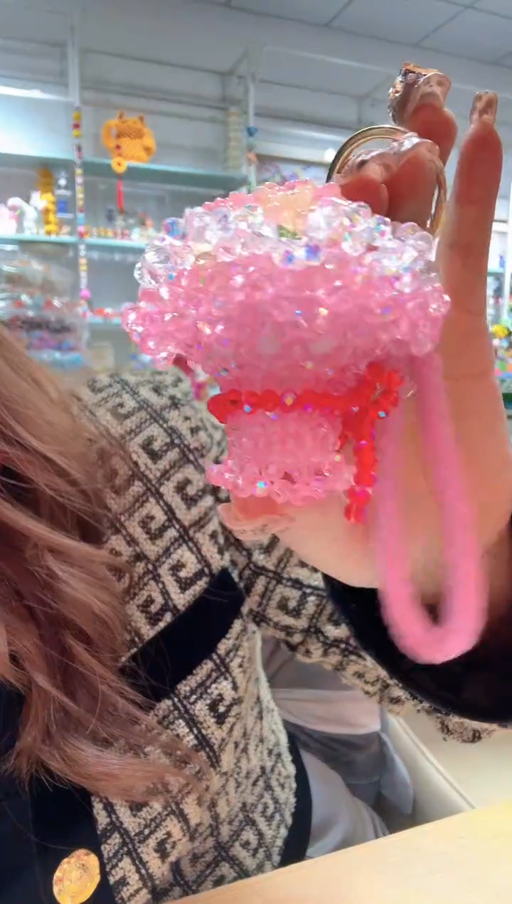 玻璃2041卡4水晶珠材料包一套手捧花粉色