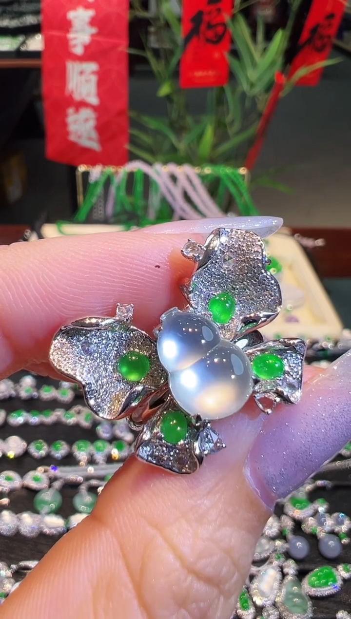 【闪购商品】翡翠戒指18K金镶嵌三用款