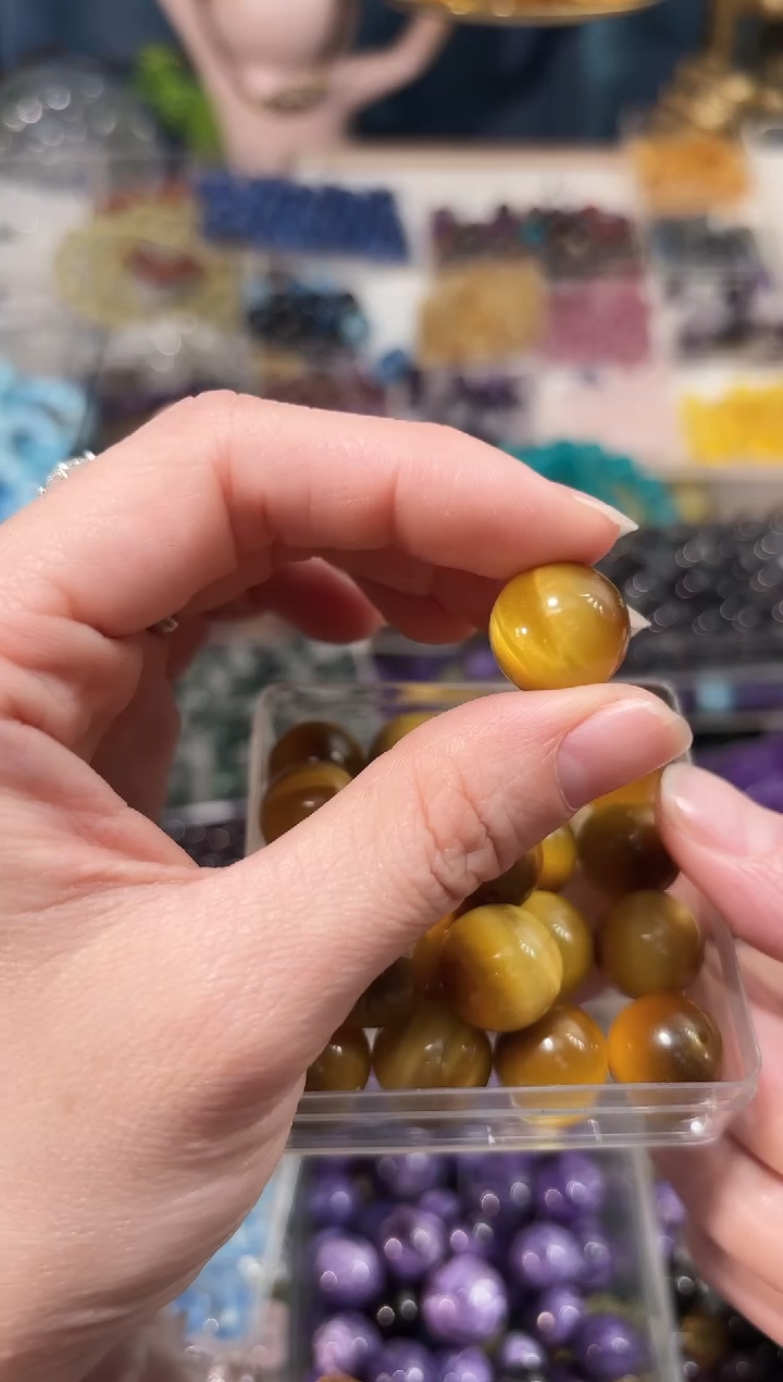 【闪购商品】水晶手串未镶嵌金虎眼单珠一颗卡14