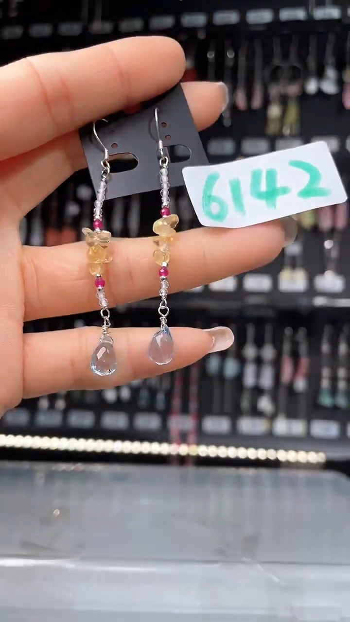 紫晶耳饰银S925镶嵌喜欢拍