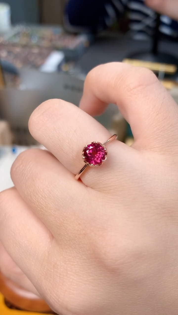【闪购商品】石榴石戒指银S925镶嵌天然镁铝