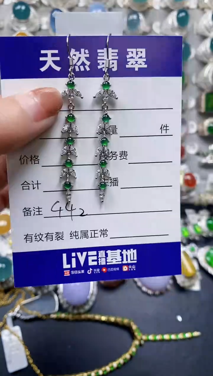 【闪购商品】翡翠耳饰银S925镶嵌0442