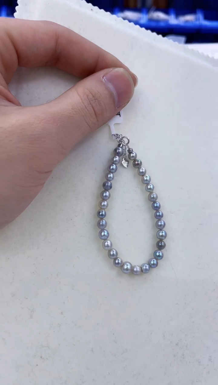 银S925镶嵌手链海水珍珠  