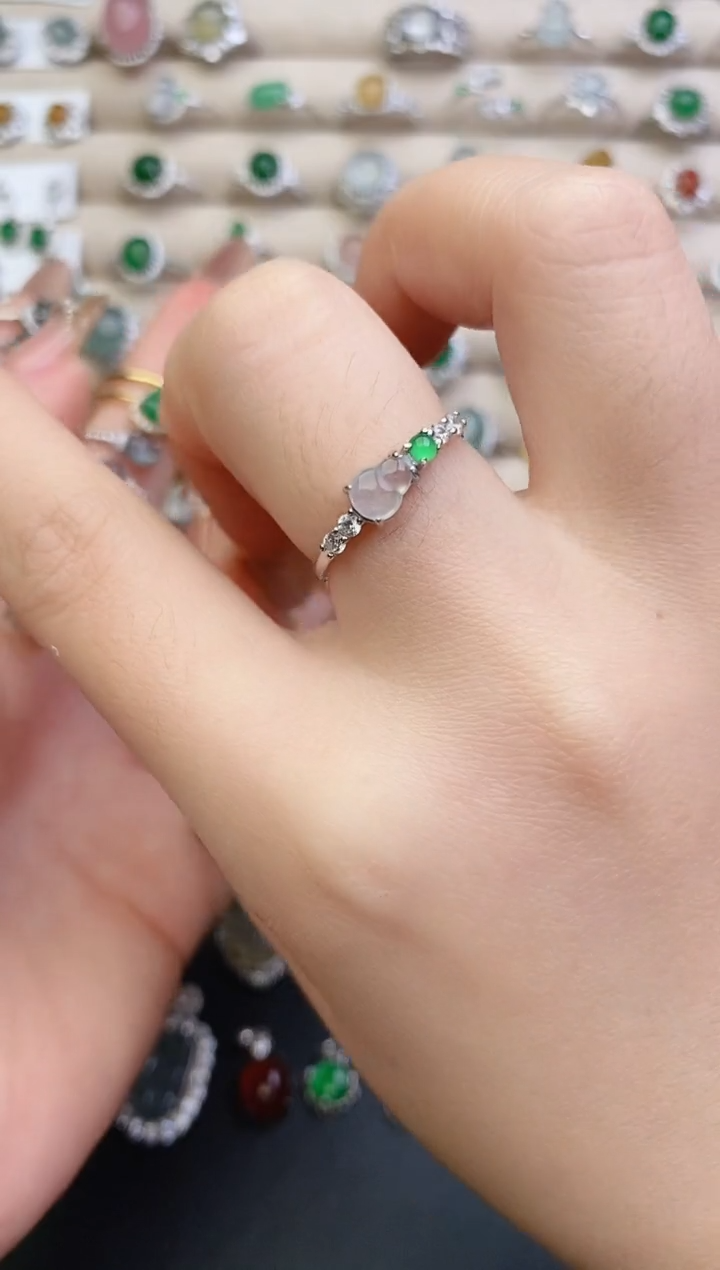 银S925镶嵌戒指翡翠0