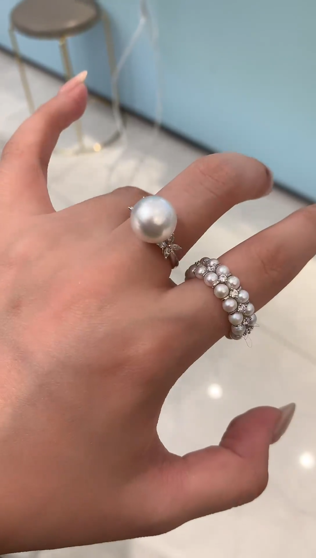 18K金镶嵌戒指海水珍珠A367|9800