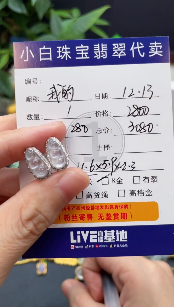 18K金镶嵌翡翠耳饰我**辈耳饰