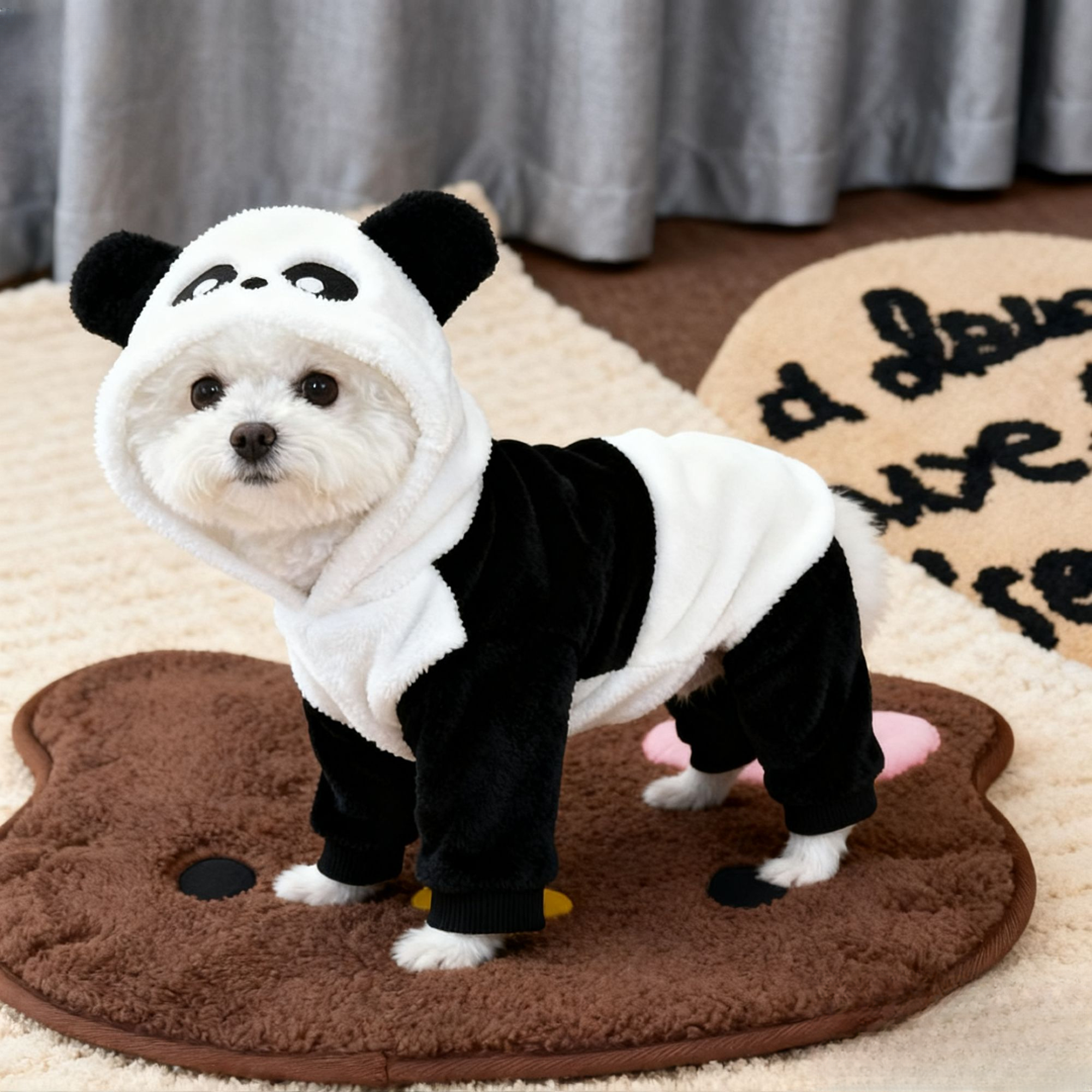 狗狗衣服秋冬季可爱熊猫变身四脚装加厚保暖防掉毛小型宠物衣服