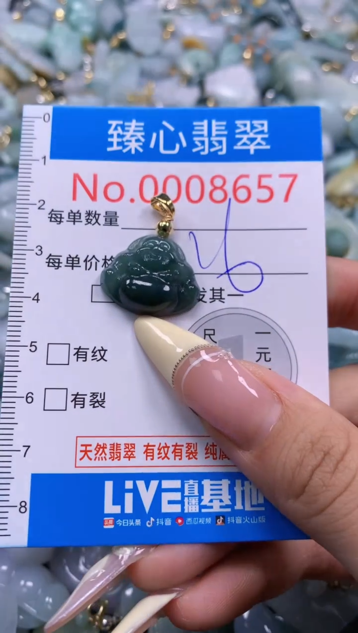 翡翠未镶嵌颈饰含绳0008657