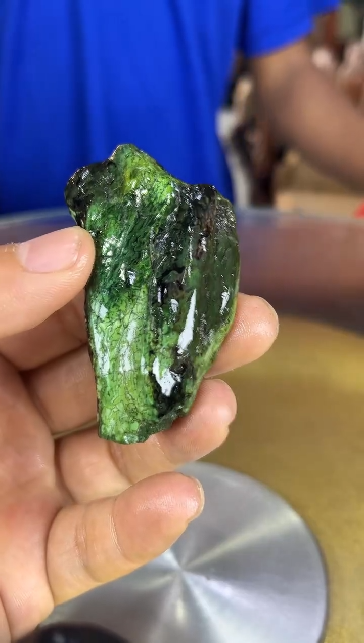 缅甸天然树化玉手把件