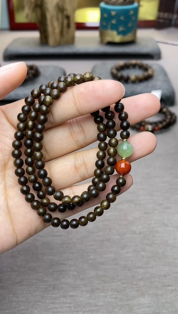 【闪购商品】沉香手串越南芽庄白棋0.4沉水三圈+配饰