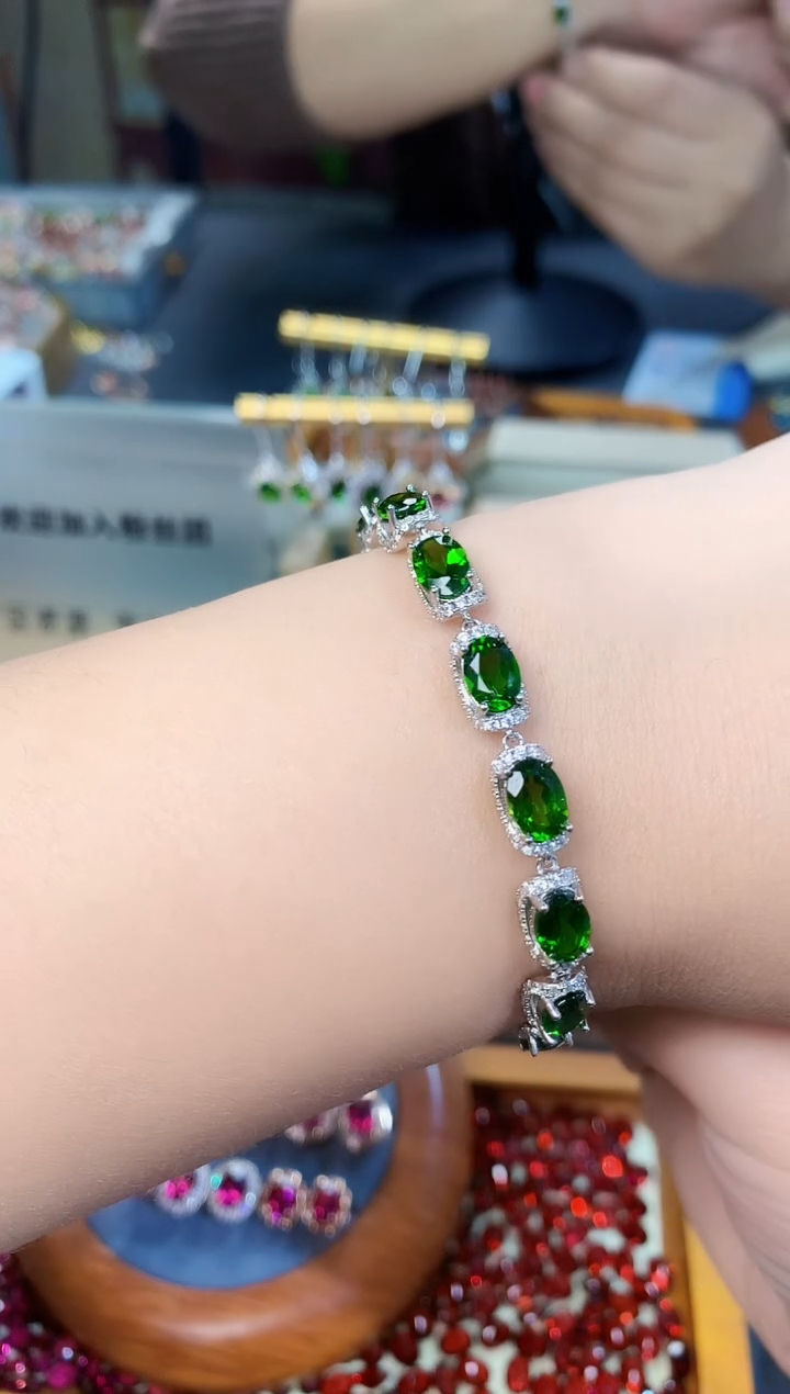 【闪购商品】透辉石手链银S925镶嵌天然