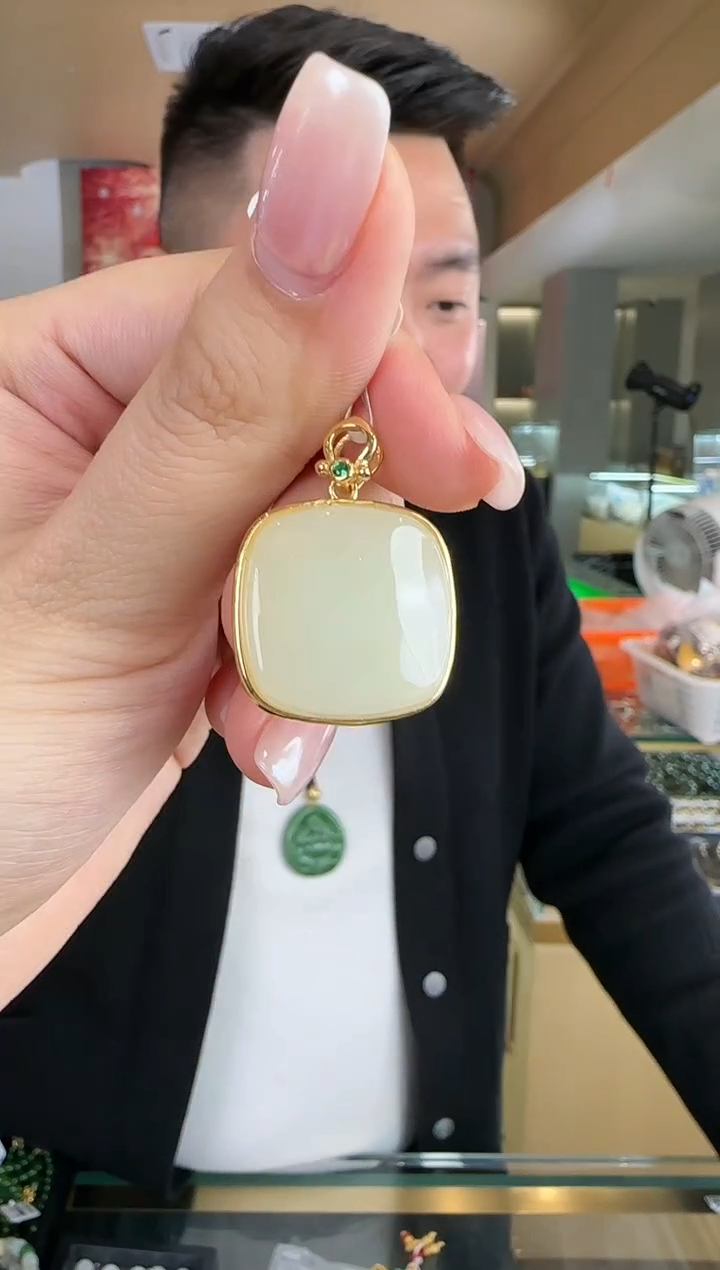 【闪购商品】和田玉吊坠银S925镶嵌0125-014