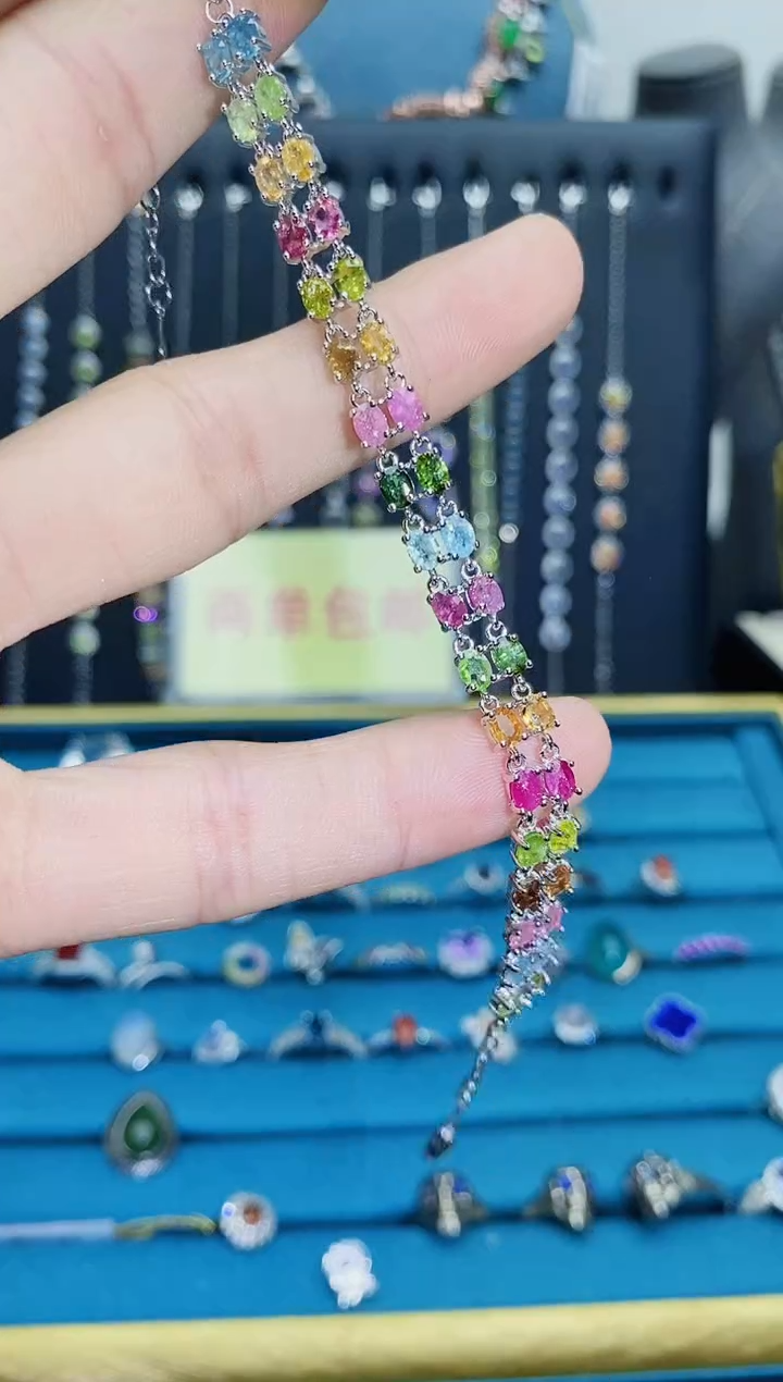 【闪购商品】碧玺手链银S925镶嵌11211